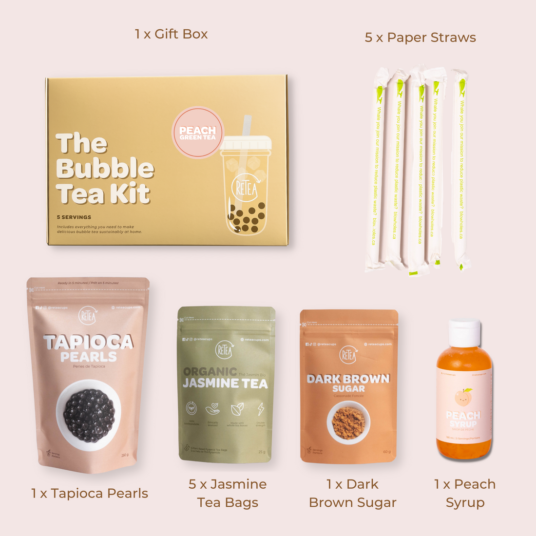 Peach Green Tea Boba Kit